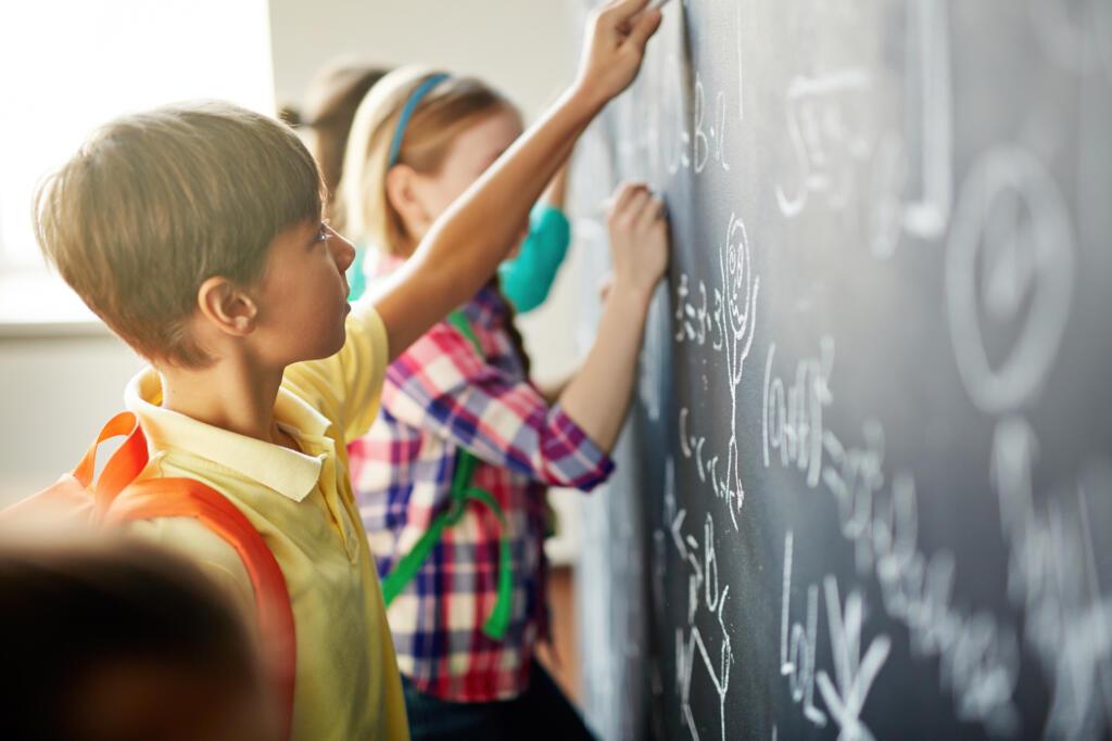 Writing on blackboard