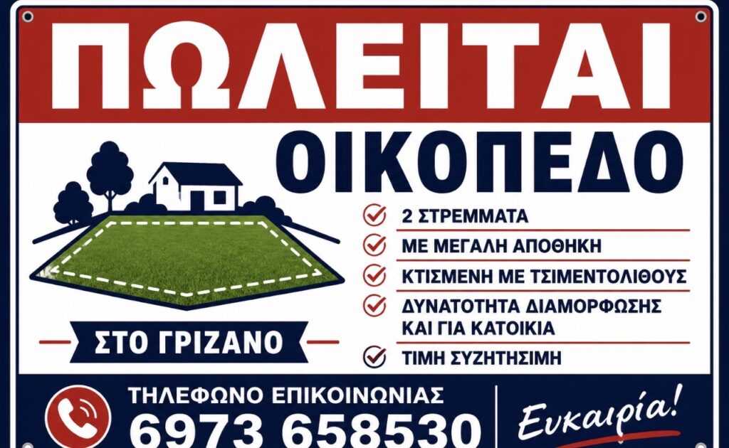 Πωλείται οικόπεδο